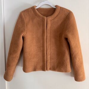Dudley Stephens Capsule Teddy Fleece Jacket XS Camel Brown Cozy Minimalist